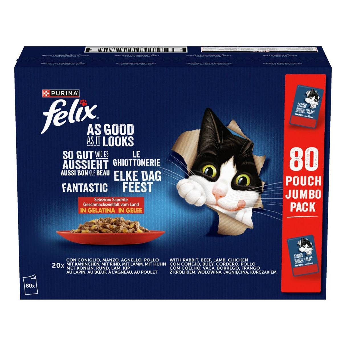FELIX So gut wie es aussieht Geschmacksvielfalt vom Land in Gelee, Katzennassfutter für ausgewachsene Katzen