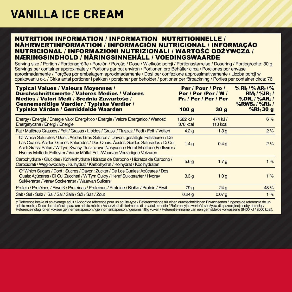 Optimum Nutrition 100% Whey Gold Standard Vanilla Ice Cream