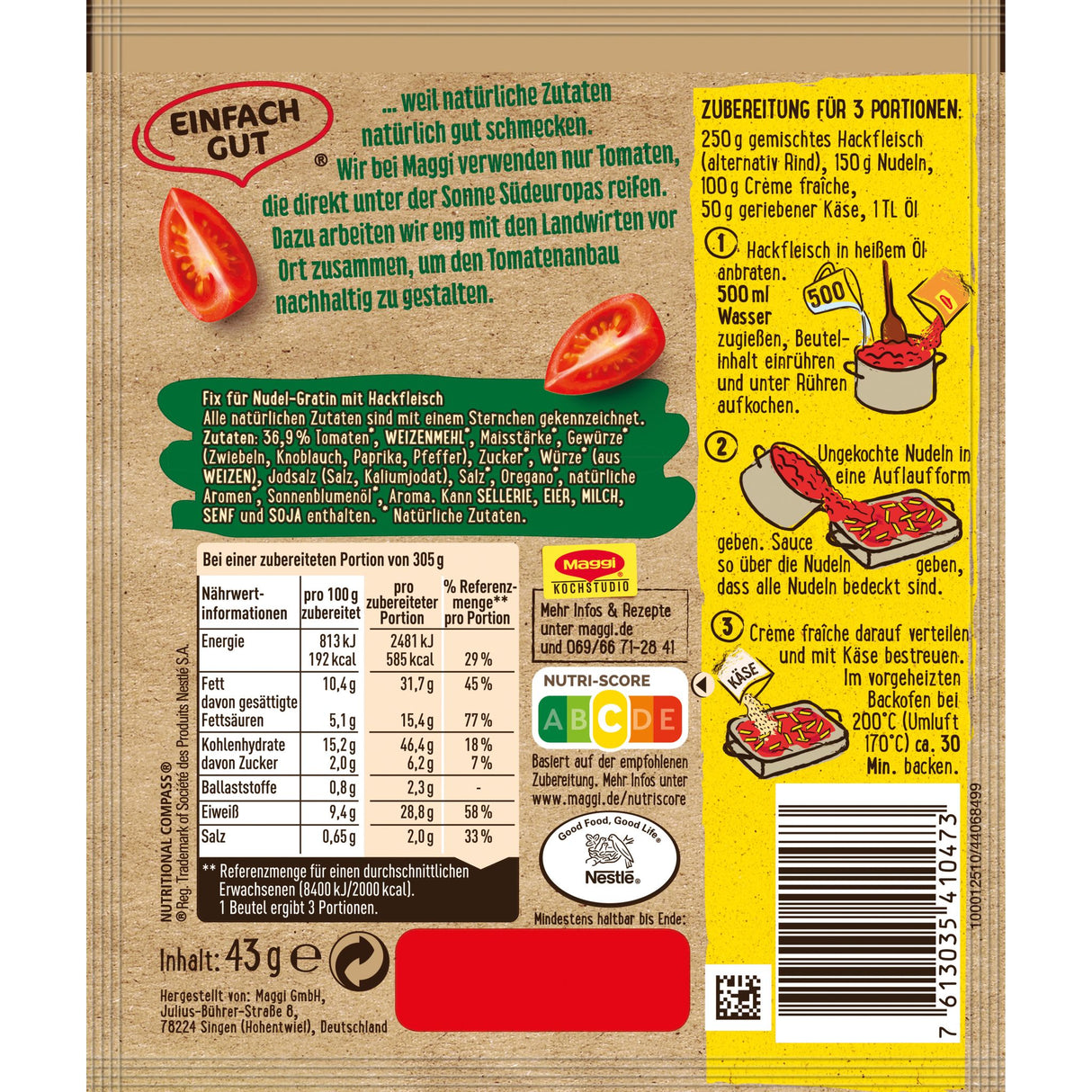 MAGGI Pasta Fix Ofen Spirelli alla mamma