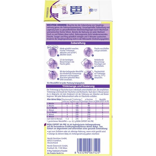 Nestlé BEBA EXPERT HA PRE Hydrolisierte Anfangsnahrung