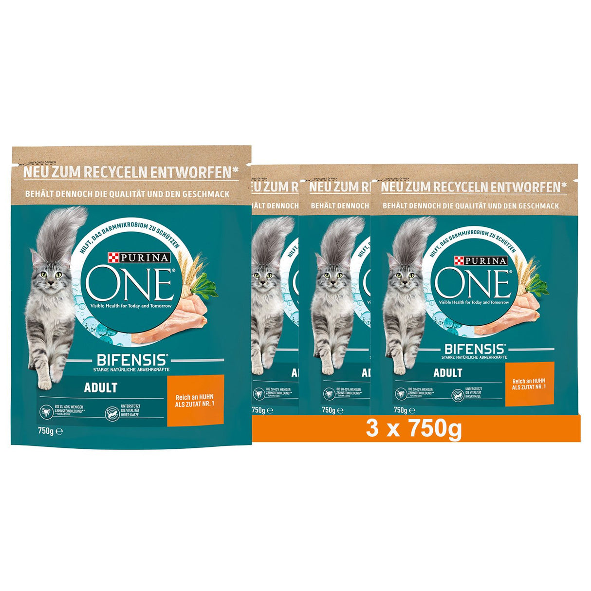 PURINA ONE BIFENSIS Adult Katzenfutter trocken, reich an Huhn