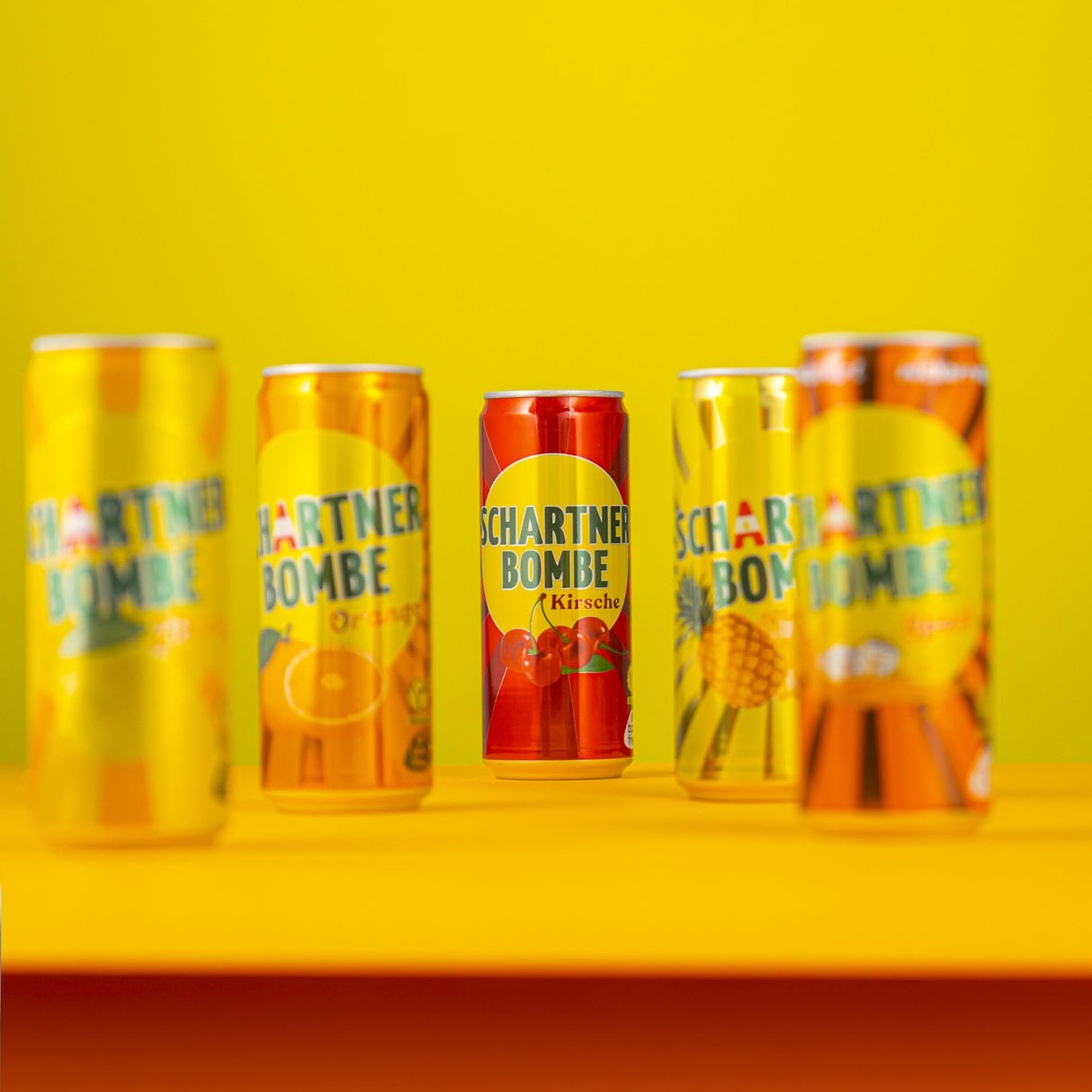 Schartner Bombe Orange, fruchtig spritzige Limonade mit, Softgetränk in Dose