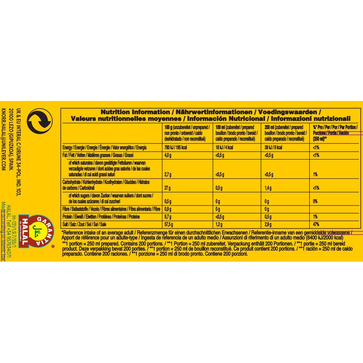 KNORR HALAL Bouillon Lamm, Klare Lammbrühe Halal