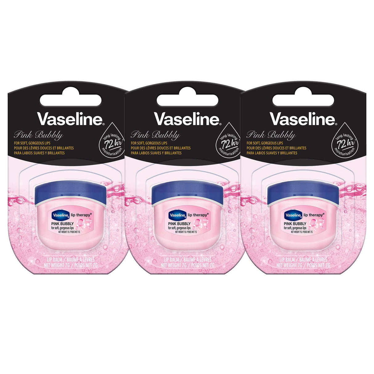 Vaseline Lip Therapy 7G Pink Bubbly | Pflegender Lippenbalsam für optimale Feuchtigkeit mit pinkfarbenen Blubberton |