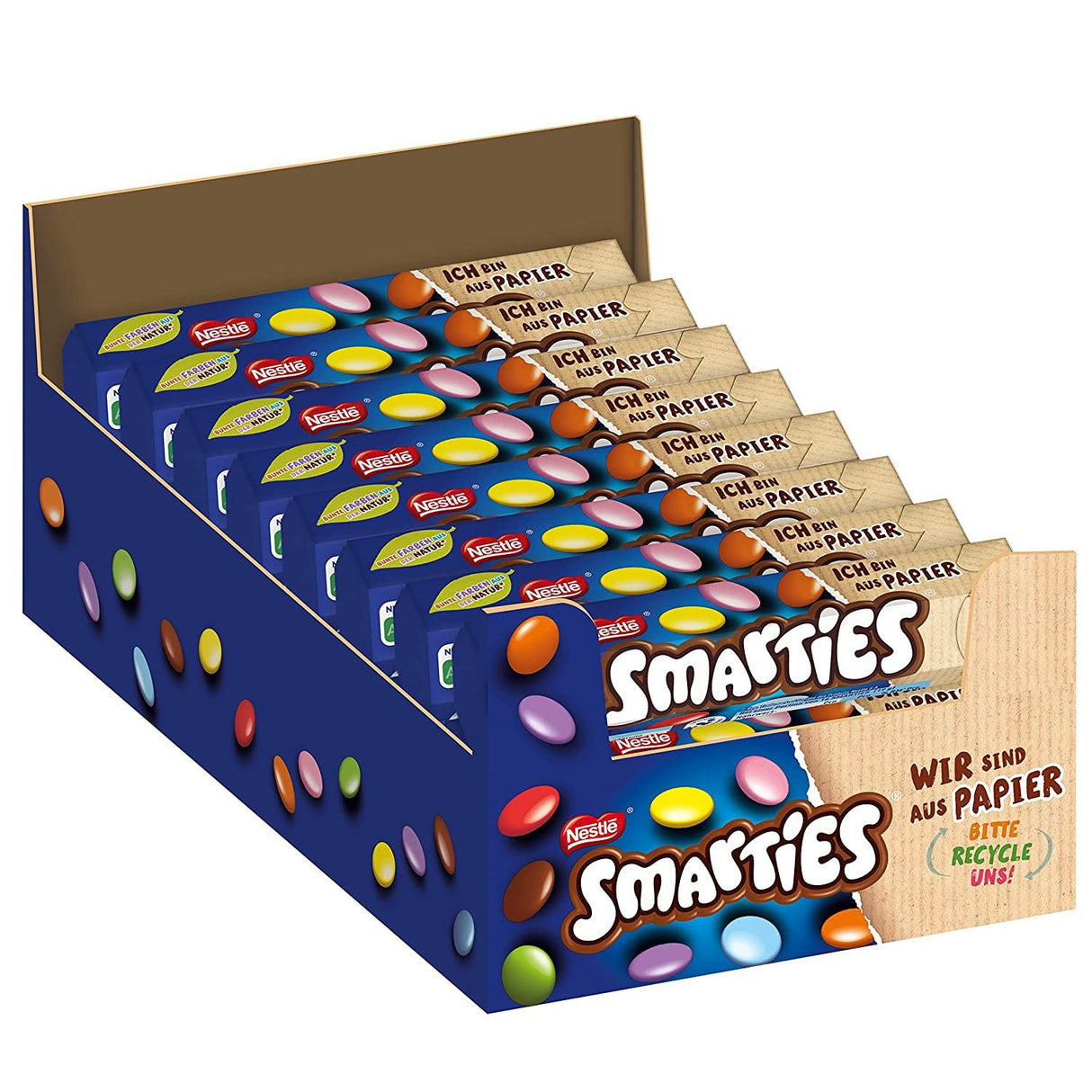 NESTLÉ Smarties® Bonbons Chocolatés, Boîte de 24 tubes