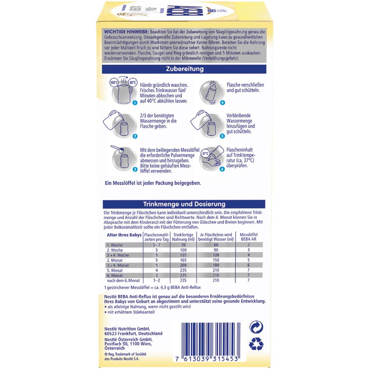 Nestlé BEBA Anti-Reflux Spezialnahrung