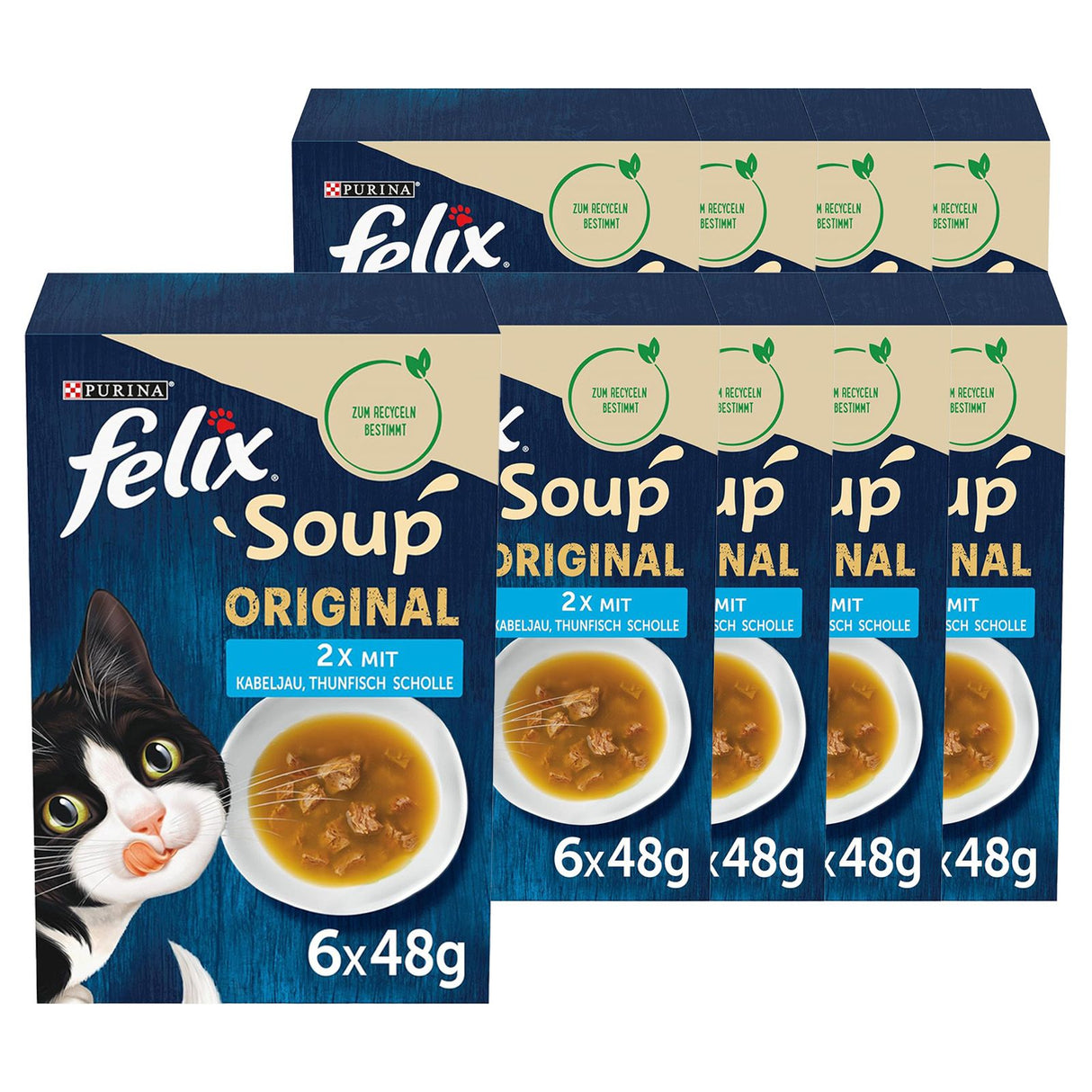 FELIX Soup, soupe avec de tendres morceaux, diversité de saveurs de l'eau, 6 paquets de 48g