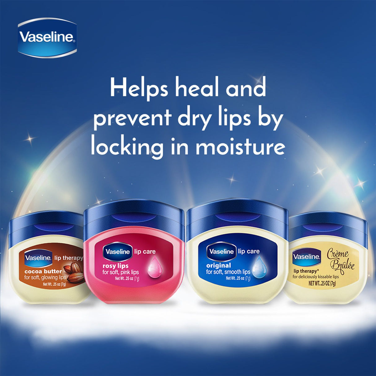 Vaseline Lip Therapy 7G Cocoa Butter, Pflegender Lippenbalsam für optimale Feuchtigkeit,