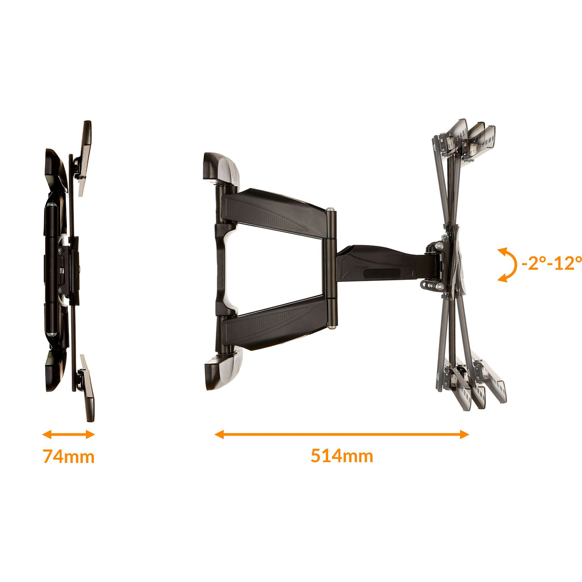 prsTECH® flatMOUNT FM351 TV Wandhalterung Flach oder Curved LED/LCD 32"-65"
