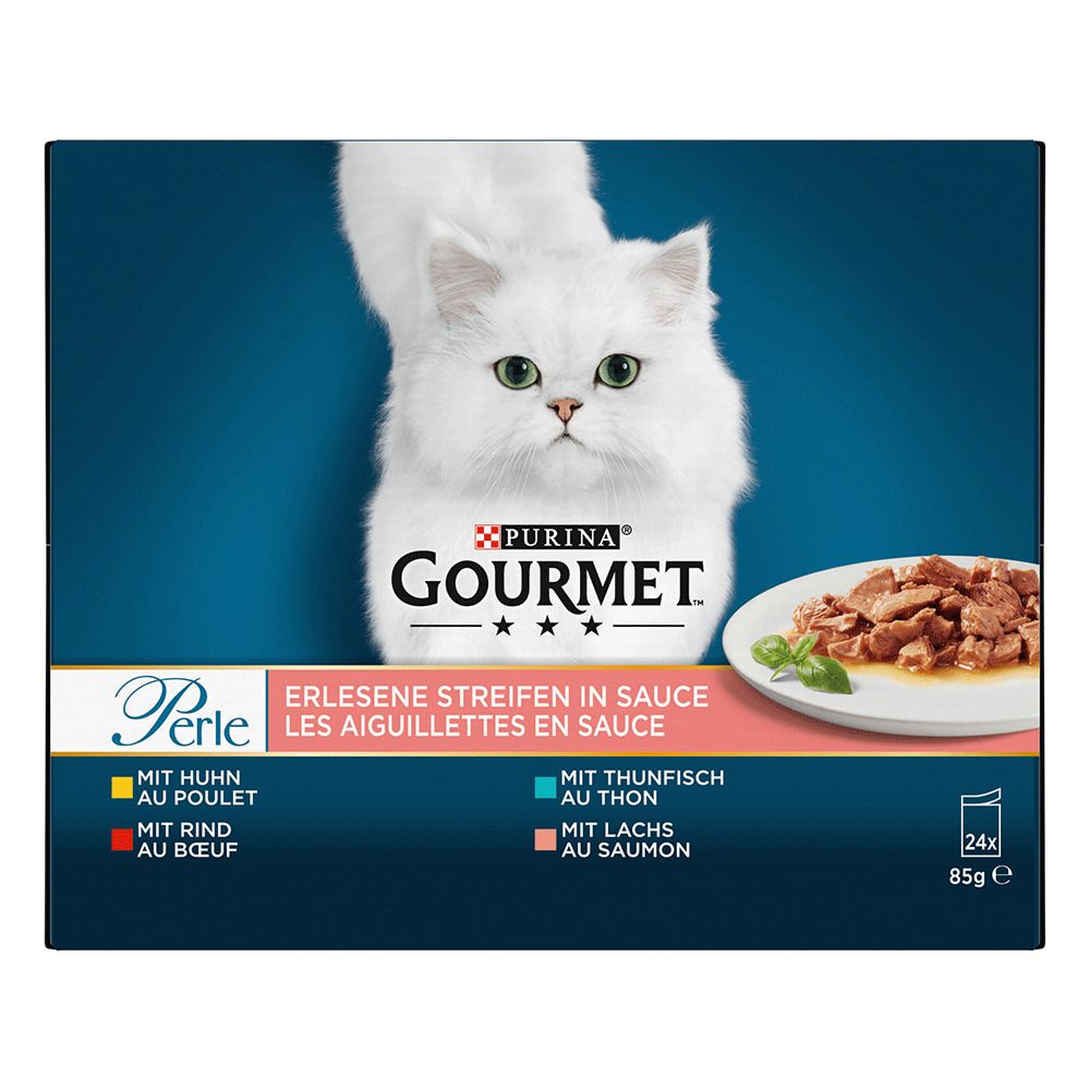 GOURMET PERLE Délicieuses lamelles en sauce (poulet, bœuf, thon, saumon)