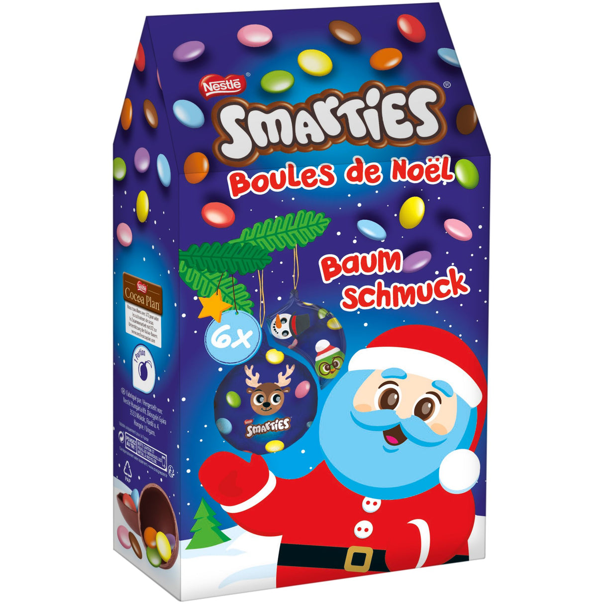 NESTLÉ SMARTIES Baumschmuck, Weihnachtskugeln aus Milchschokolade gefüllt mit Schokolinsen