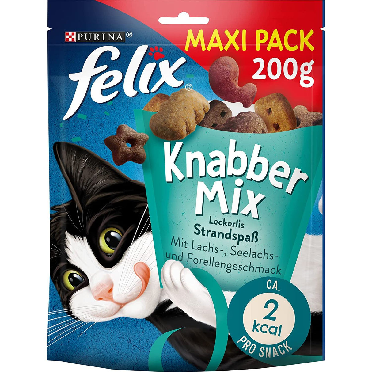 FELIX KnabberMix Plaisir de la plage, friandise croustillante pour chats avec sachet de 200g