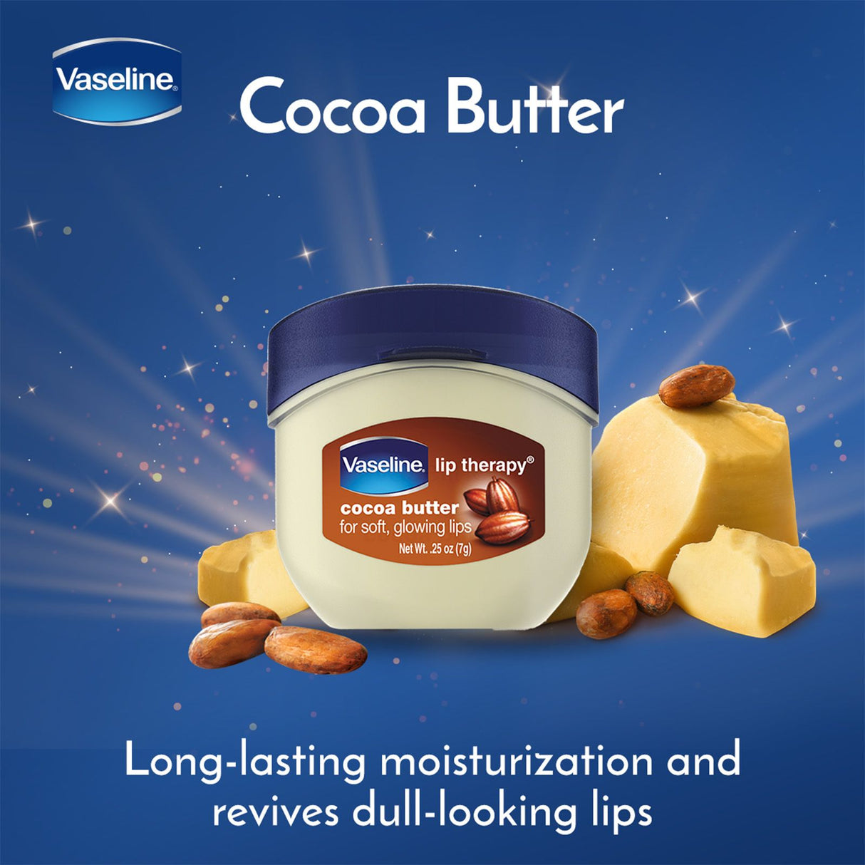 Vaseline Lip Therapy 7G Cocoa Butter, Pflegender Lippenbalsam für optimale Feuchtigkeit,