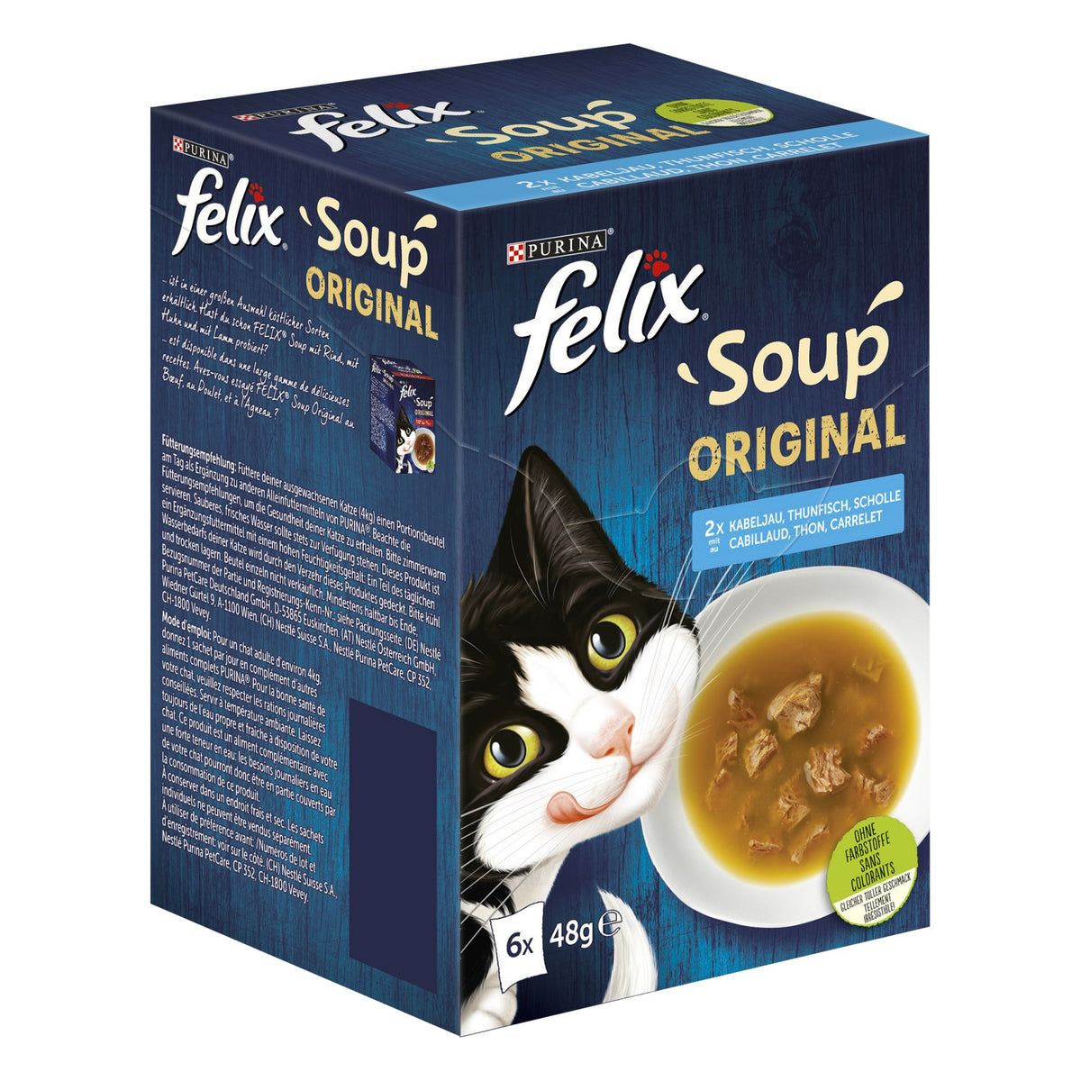 FELIX Soup, soupe avec de tendres morceaux, diversité de saveurs de l'eau, 6 paquets de 48g
