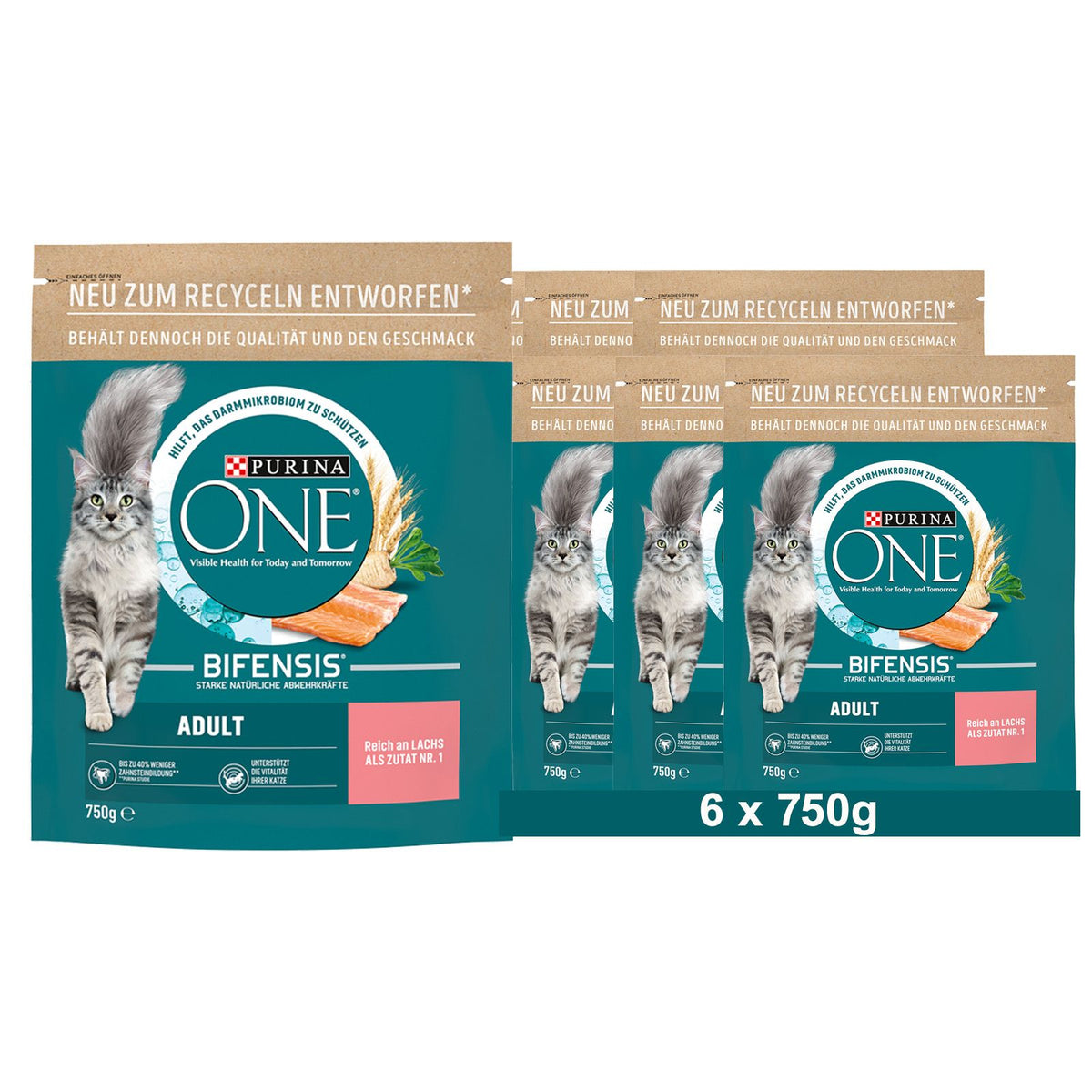 PURINA ONE BIFENSIS Alimentation sèche pour chats adultes, riche en saumon