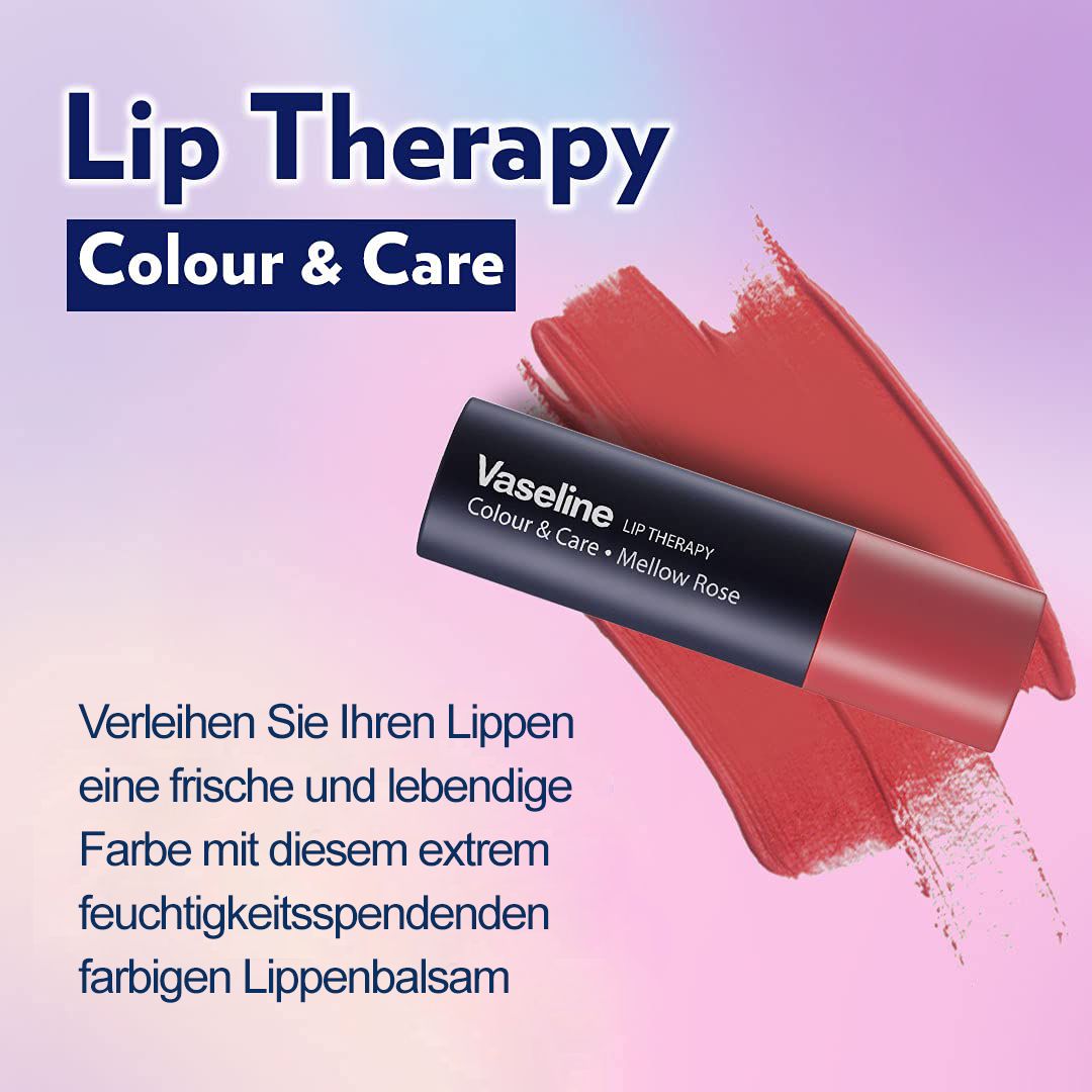 Vaseline Lip Therapy Mellow Rose | Lippenbalsam I Manuka Honig und Shea Butter I 100% natürliche Farbstoffe