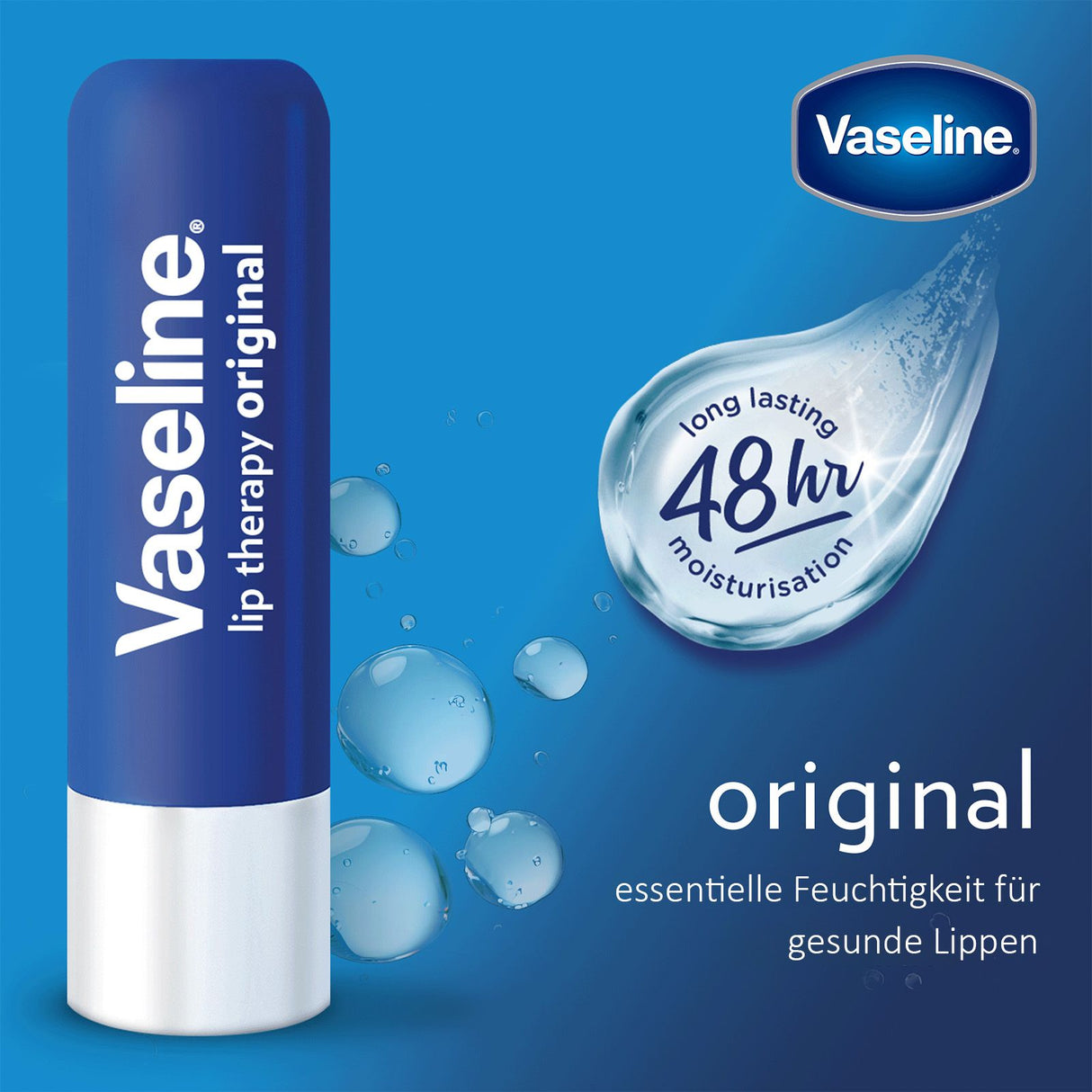 Vaseline Lip Therapy das Original, Pflegender Lippenbalsam, Lippenstift mit Vitamin E und Vaselinegel