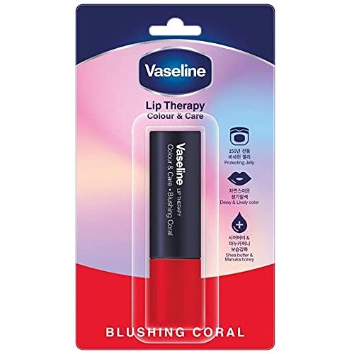 Vaseline Lip Therapy Blushing Coral | Lippenbalsam I Manuka Honig und Shea Butter I 100% natürliche Farbstoffe