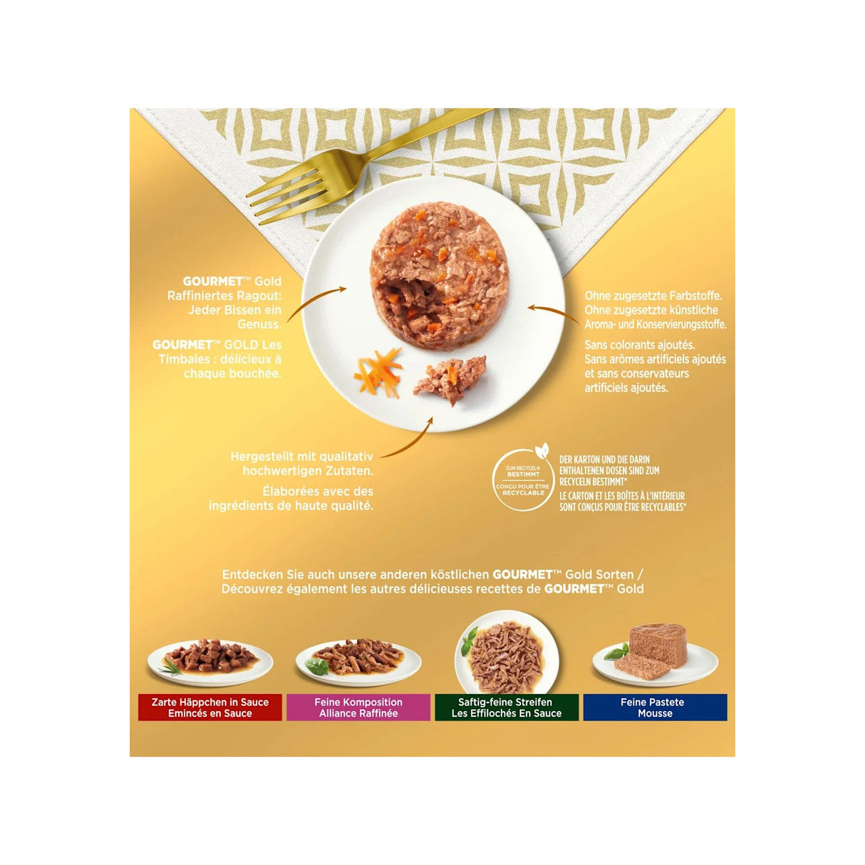 GOURMET Gold Raffiniertes Ragout Katzenfutter nass, Sorten-Mix