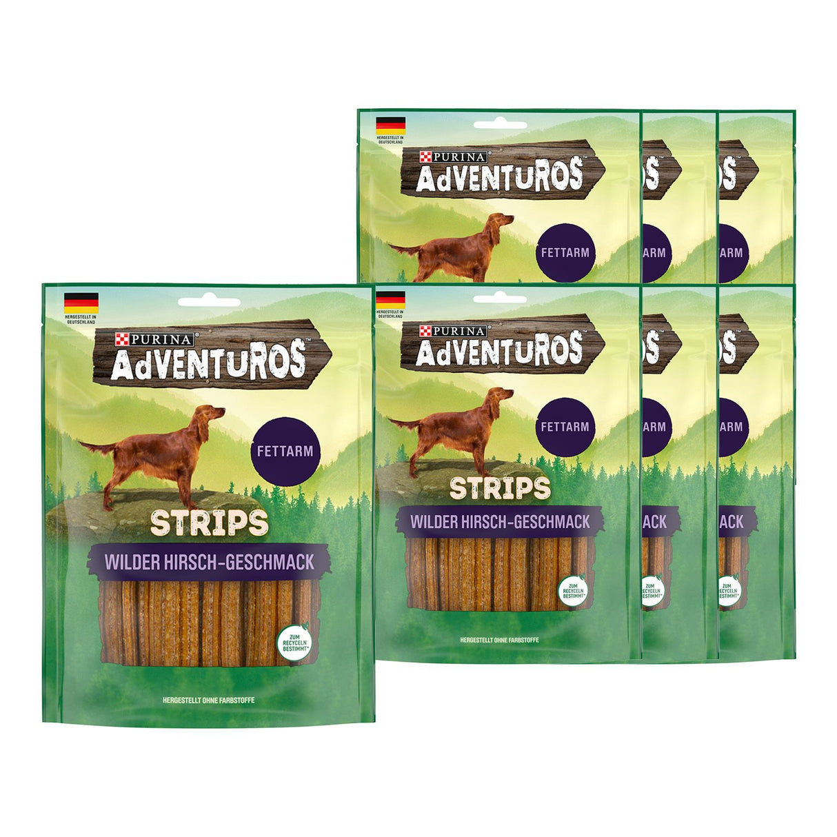 AdVENTuROS Strips Hundeleckerli fettarm, mit Hirschgeschmack 90g Beutel