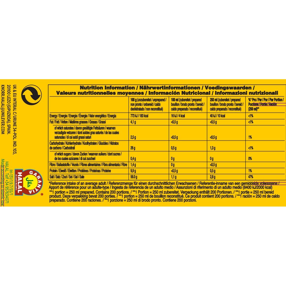 KNORR HALAL Bouillon Huhn, Klare Hühnerbrühe Halal