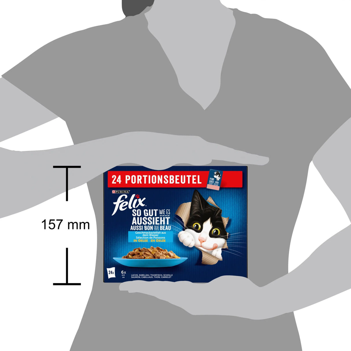 FELIX Si bon qu'il en a l'air Nourriture pour chats humide en gelée, mélange de variétés de poissons