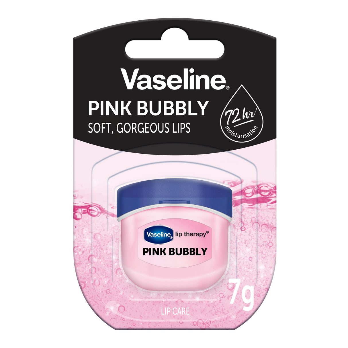 Vaseline Lip Therapy 7G Pink Bubbly | Pflegender Lippenbalsam für optimale Feuchtigkeit mit pinkfarbenen Blubberton |
