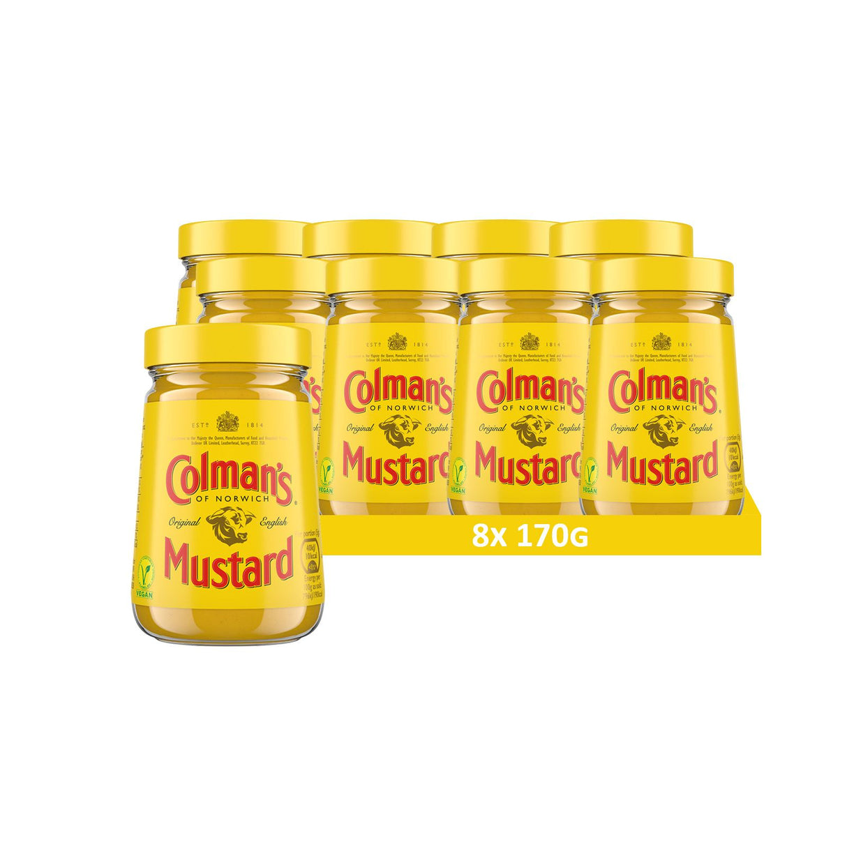 Colman's moutarde anglaise originale en pot de verre, moutarde anglaise superfine et vegane