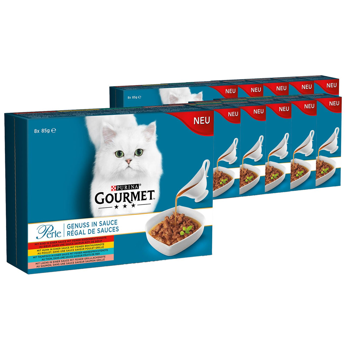 GOURMET Perle Genuss in Sauce Katzenfutter nass, Sorten-Mix