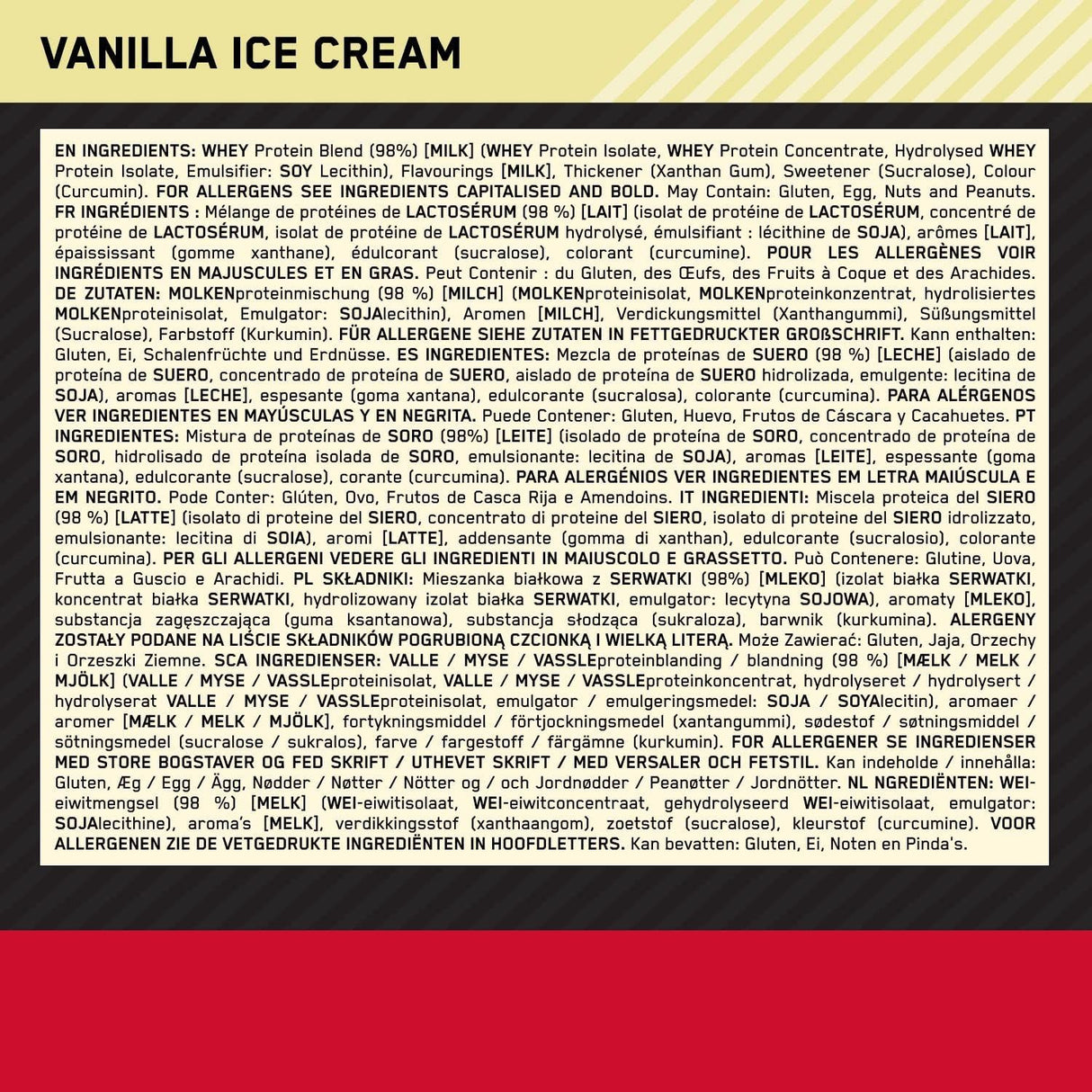 Optimum Nutrition 100% Whey Gold Standard Vanilla Ice Cream