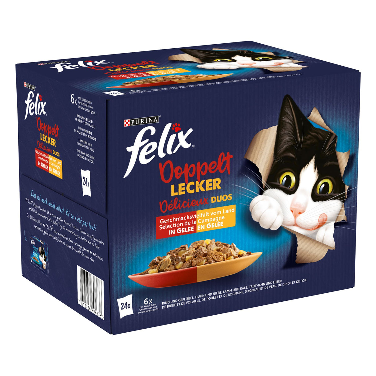 FELIX So gut wie es aussieht Doppelt Lecker Katzenfutter nass in Gelee, Sorten-Mix