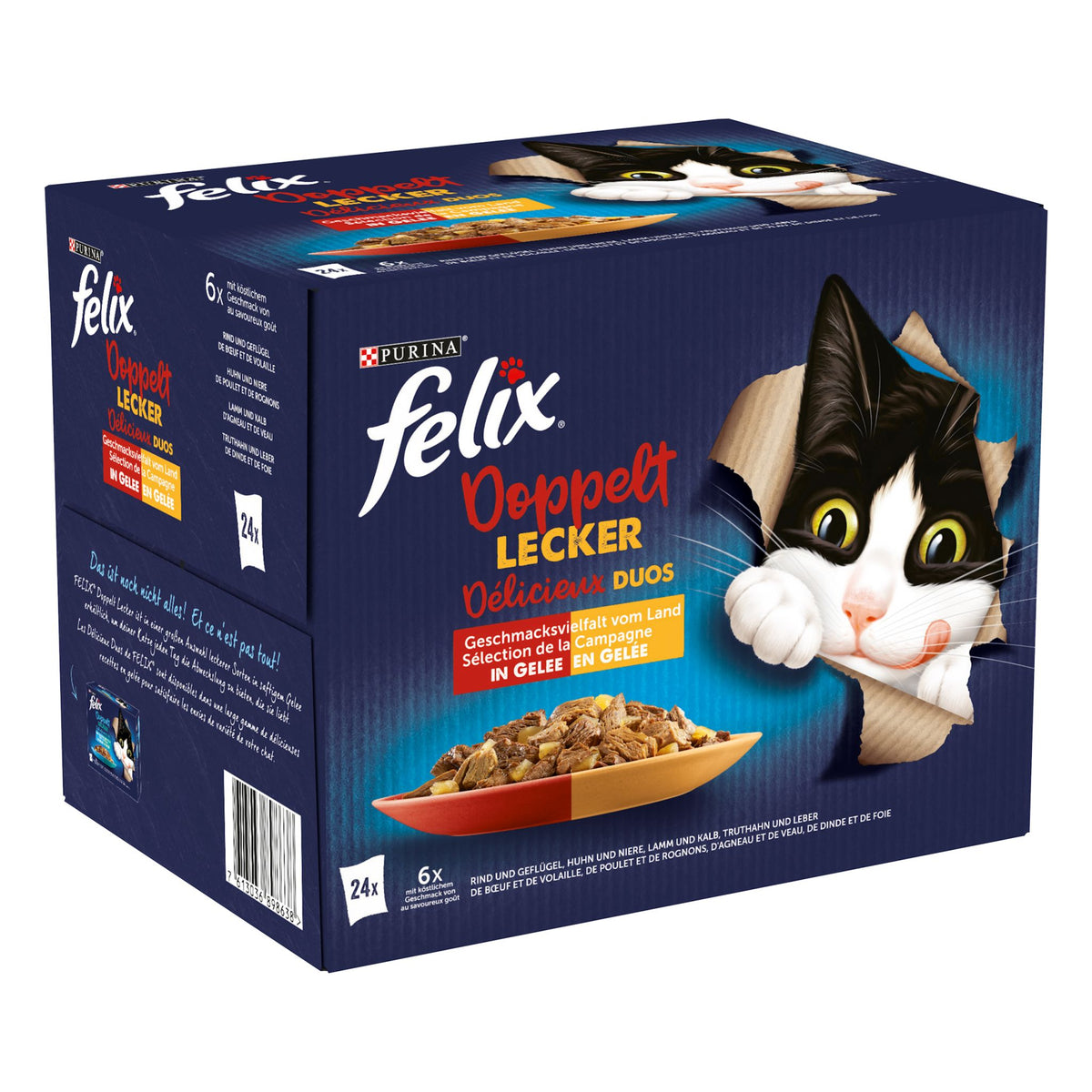 FELIX So gut wie es aussieht Doppelt Lecker Katzenfutter nass in Gelee, Sorten-Mix