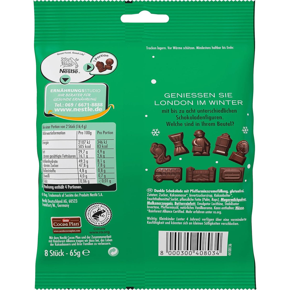 After Eight Winter Pralinés, Pralinen glutenfrei aus dunkler Schokolade mit Minzfüllung