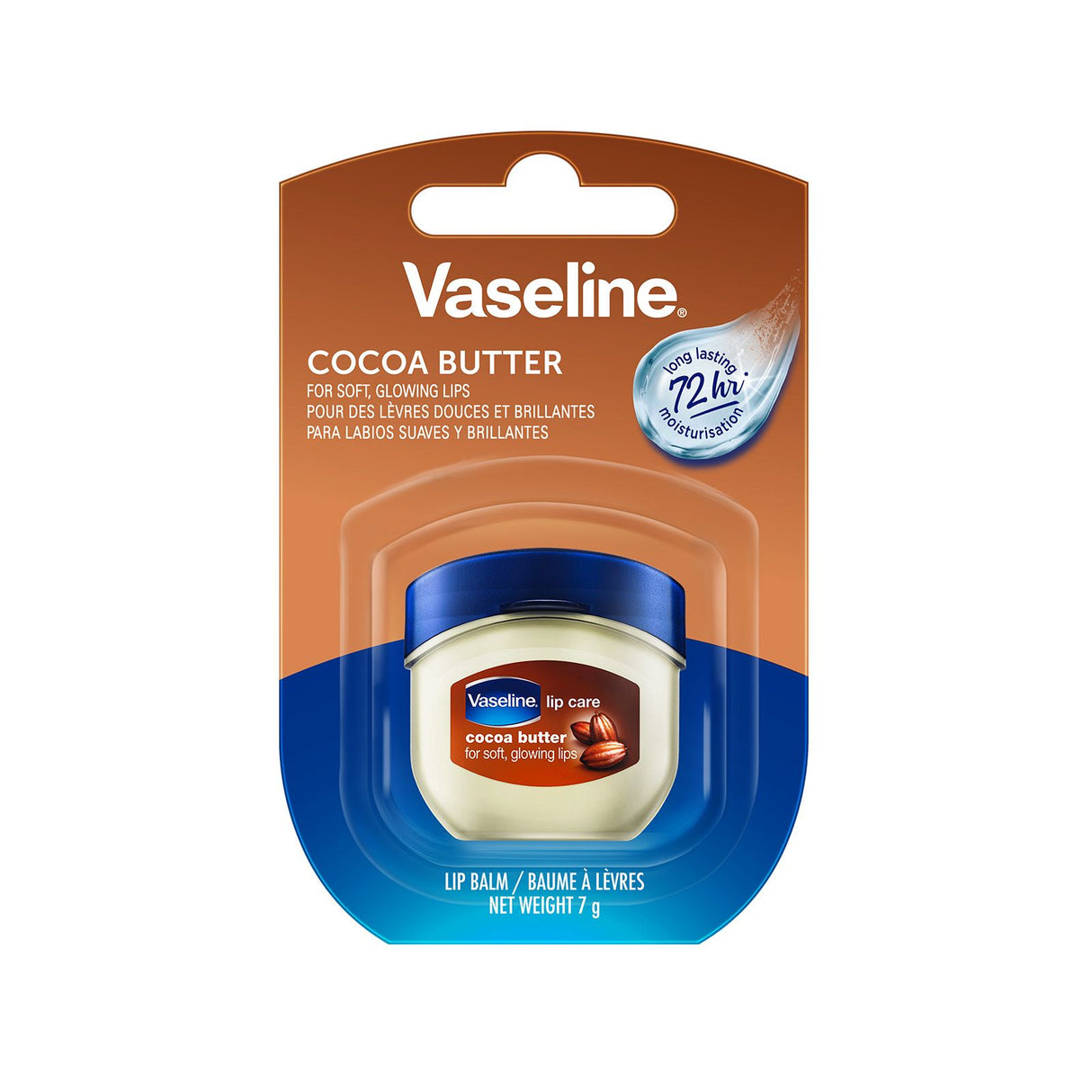 Vaseline Lip Therapy 7G Cocoa Butter, Pflegender Lippenbalsam für optimale Feuchtigkeit,