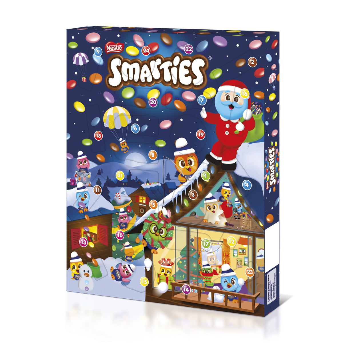 Smarties Adventskalender, Weihnachtskalender gefüllt mit Figuren aus Milchschokolade & SMARTIES
