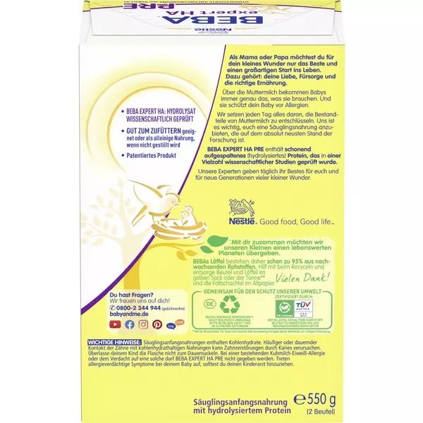 Nestlé BEBA EXPERT HA PRE Hydrolisierte Anfangsnahrung