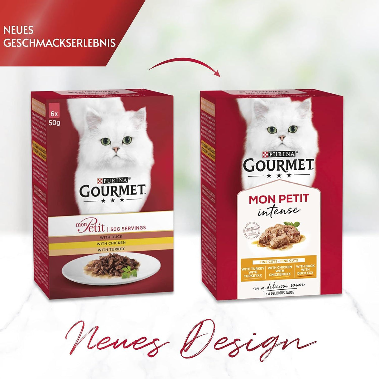 GOURMET Mon Petit Katzenfutter nass, Fleisch Sorten-Mix 6er Pack à 50g Dose