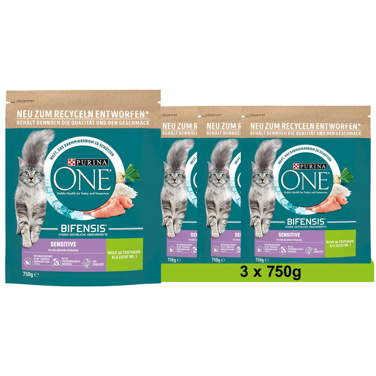 PURINA ONE BIFENSIS SENSITIVE Katzenfutter trocken reich an Truthahn