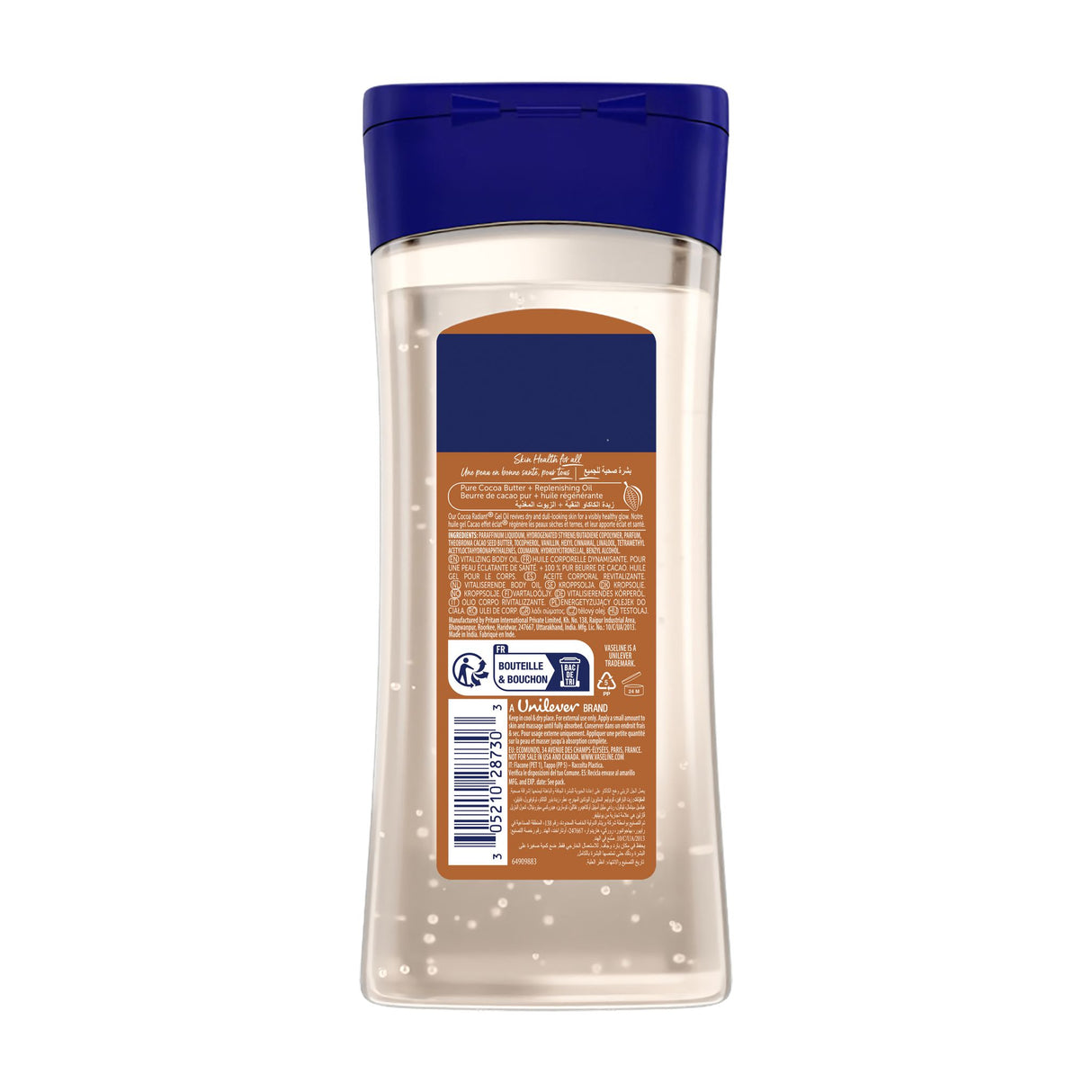 Vaseline Intensive Care Cocoa Radiant für strahlende Haut, Körpergelöl mit reiner Kakaobutter + regenerierenden Ölen,