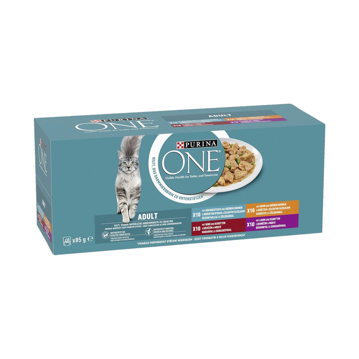 PURINA ONE ADULT avec poisson de mer, poulet, bœuf, agneau Nourriture pour chats humide