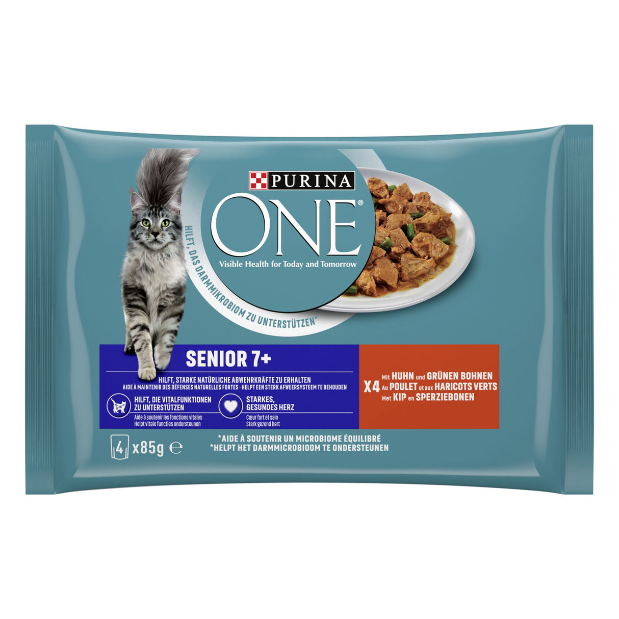 PURINA ONE SENIOR 7+ Katzenfutter nass für Seniorkatzen, mit Huhn