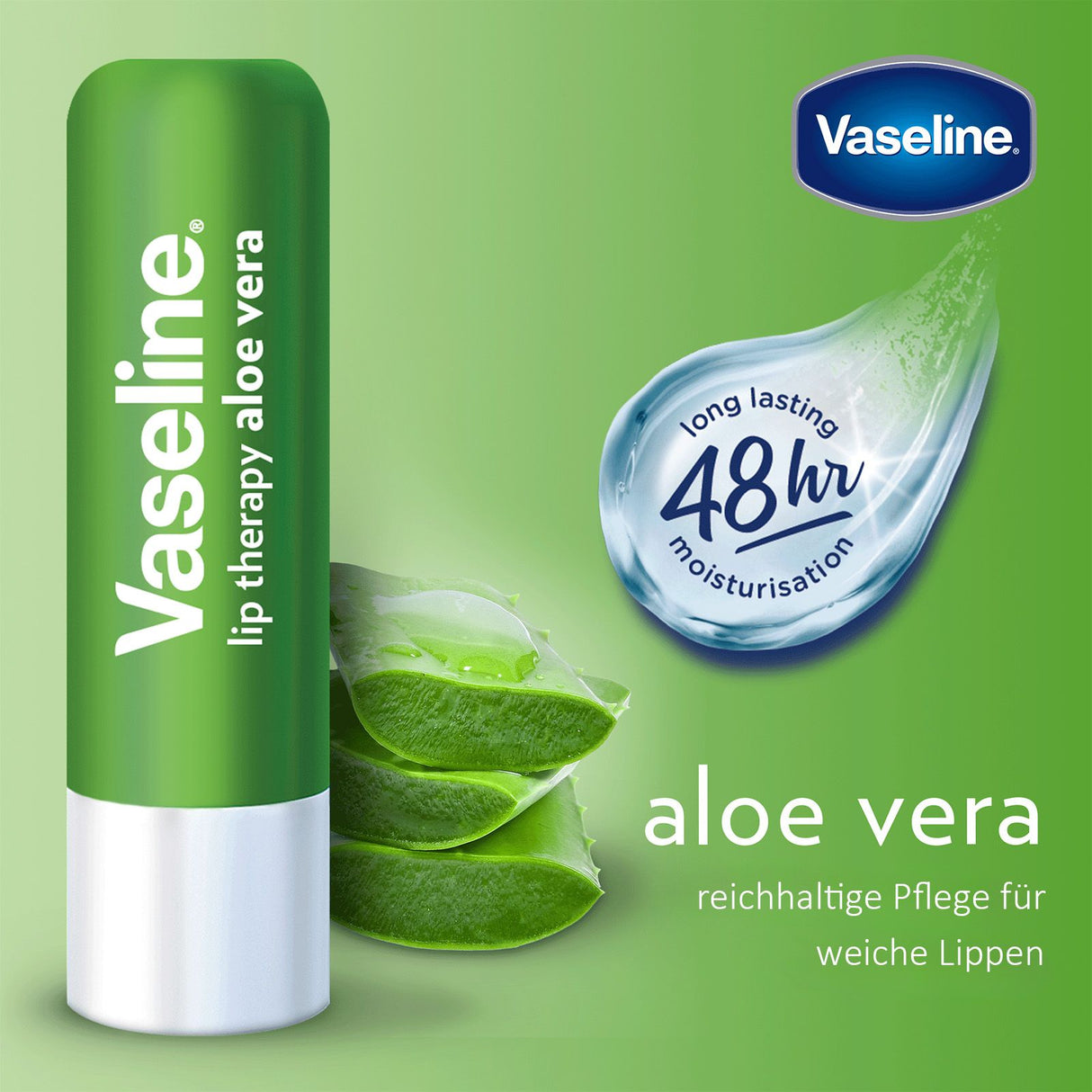 Vaseline Lip Therapy Aloe Vera | Getönter Lippenbalsam | Lippenstift mit Aloe Vera und Vitamin E