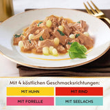 Gourmet A la Carte mit Huhn, Rind, Forelle und Seelachs