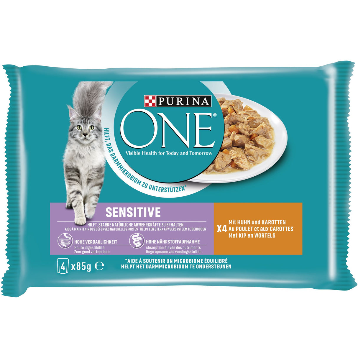 PURINA ONE SENSITIVE Katzenfutter nass mit Huhn