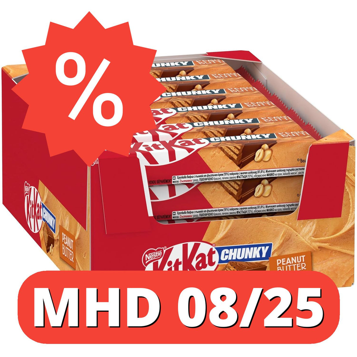 KitKat Chunky Peanut Butter Knusperwaffel 24er Pack [MHD 08/25]