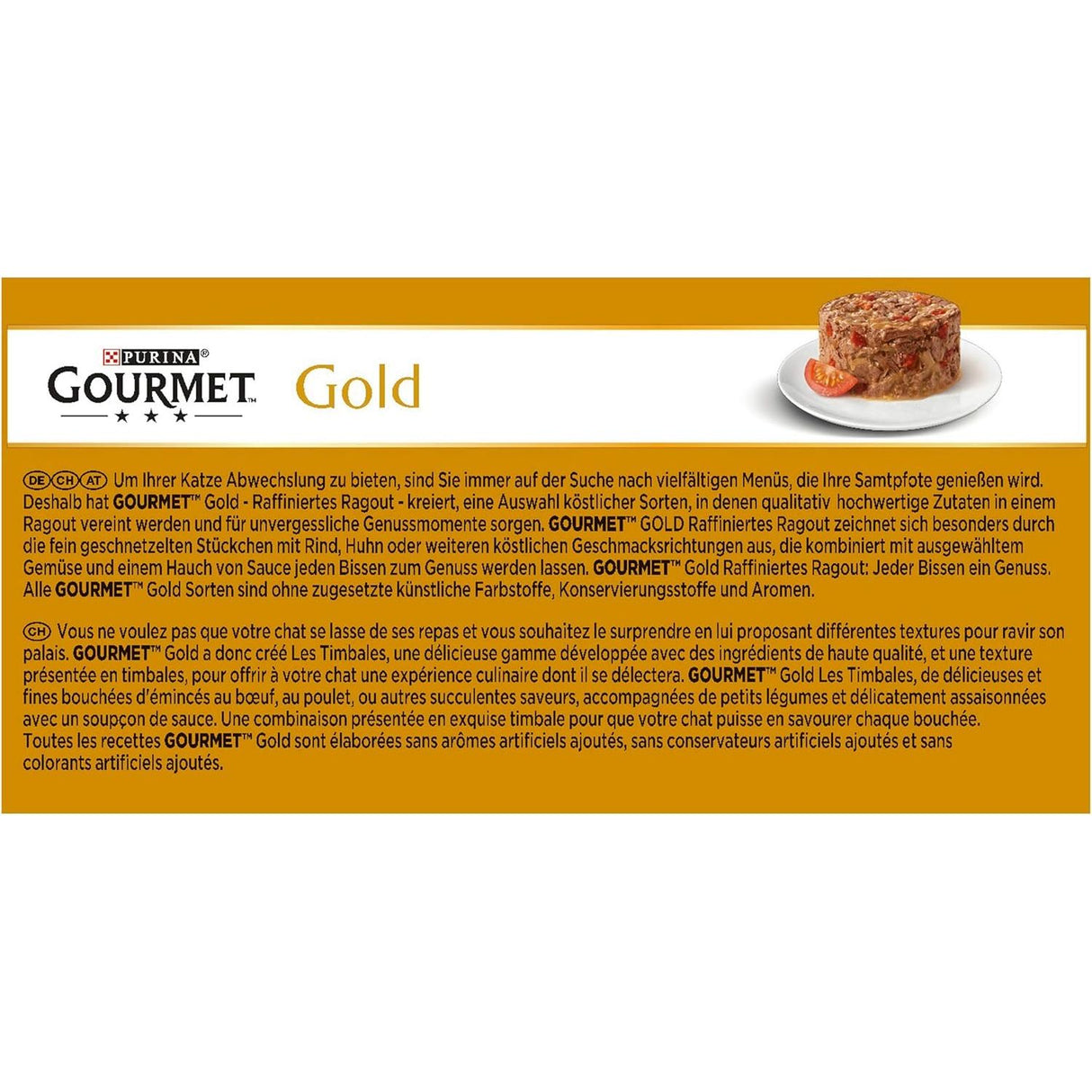 GOURMET Gold Raffiniertes Ragout Katzenfutter nass, Sorten-Mix, 8er Pack à 85g Dose