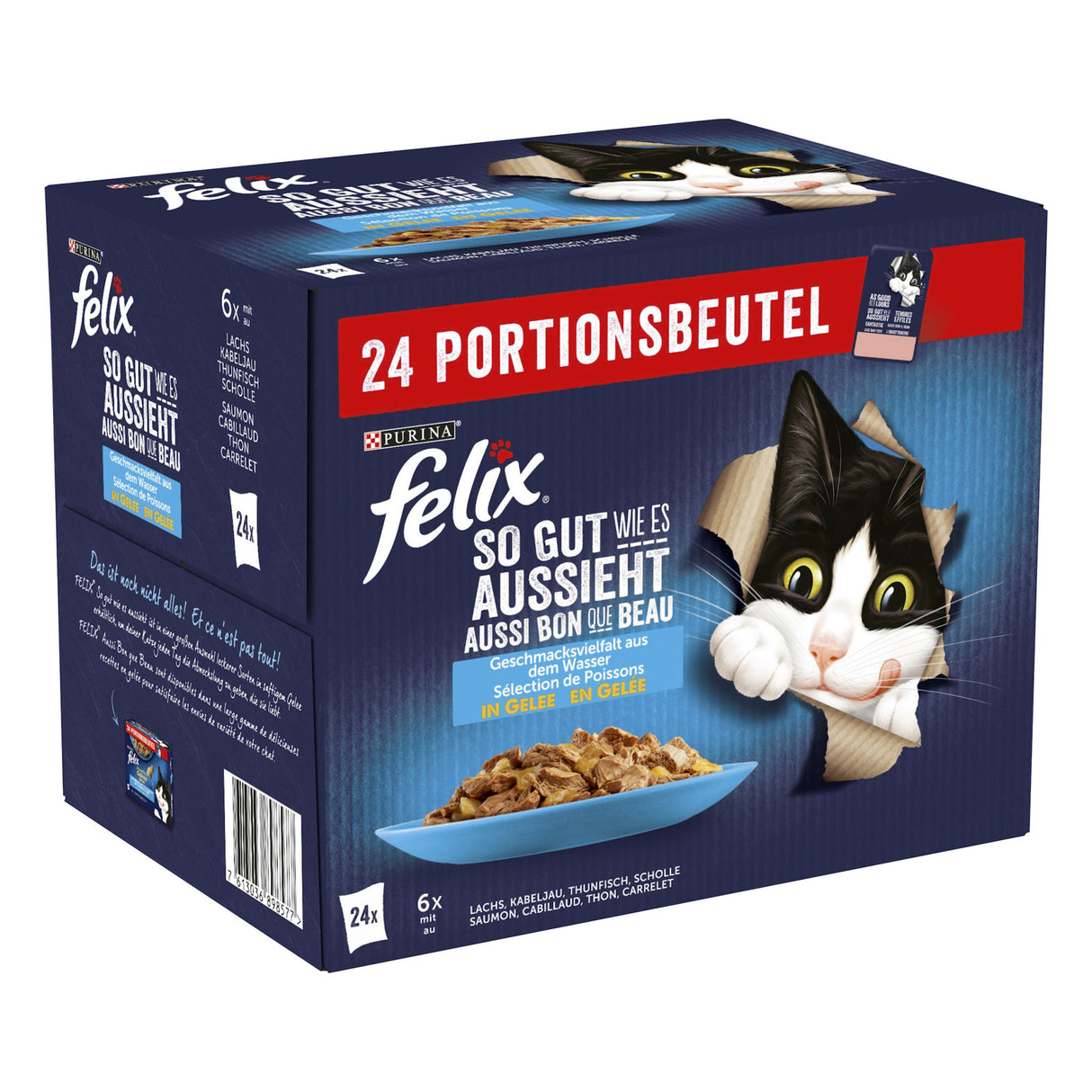 FELIX So gut wie es aussieht Katzenfutter nass in Gelee, Fisch Sorten-Mix