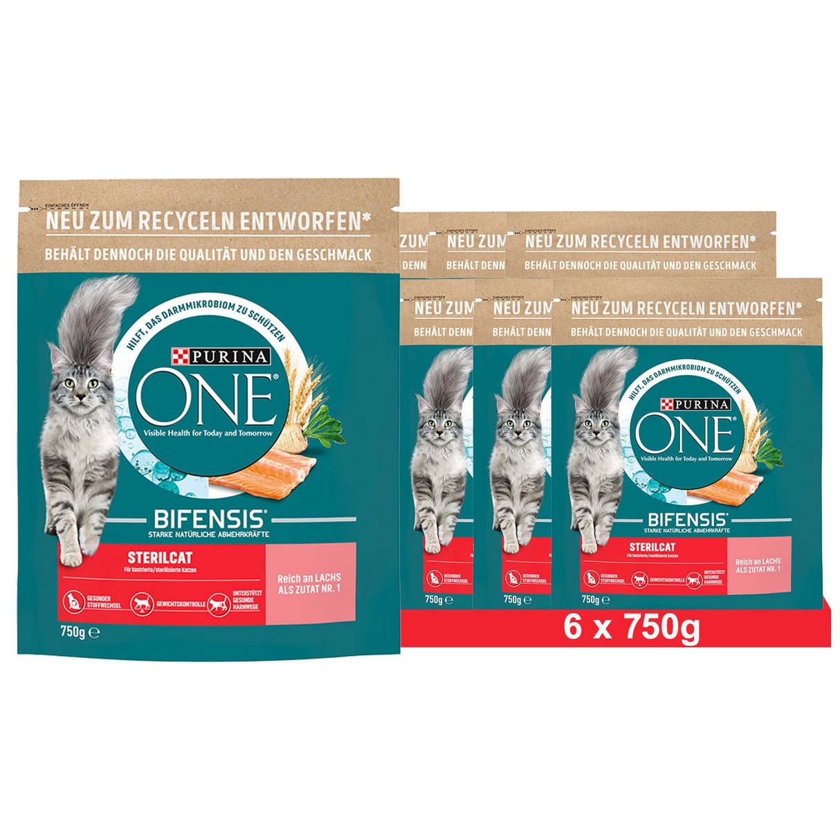 PURINA ONE BIFENSIS STERILCAT Katzenfutter trocken für sterilisierte Katzen, reich an Lachs