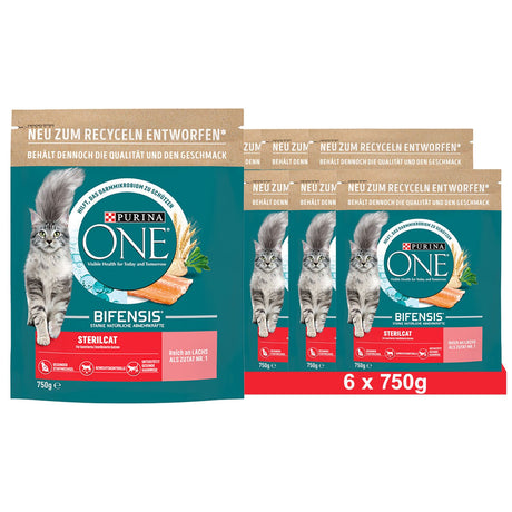 PURINA ONE BIFENSIS STERILCAT Katzenfutter trocken für sterilisierte Katzen, reich an Lachs
