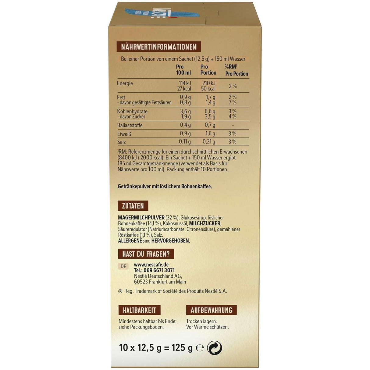 NESCAFÉ Gold Typ Cappuccino Weniger Süß Sticks, [MHD 09/26]